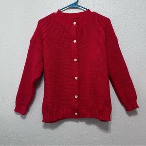 Mincib women’s chunky knit soft cardigan sweater red size M New
